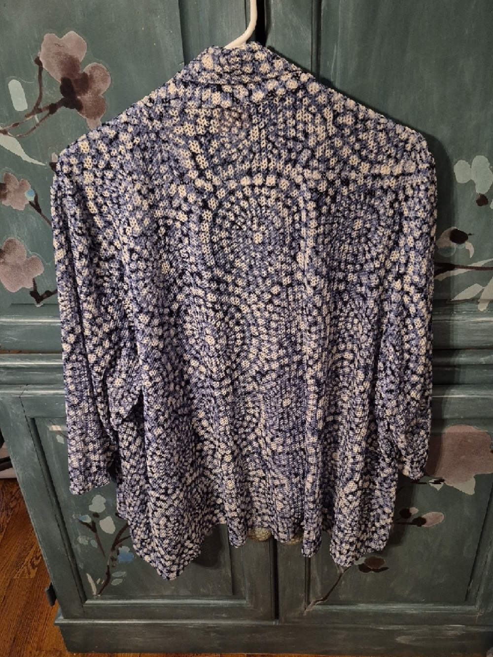 Ruby Rd. Blue & White Textured Open Cardigan - Picture 4 of 7